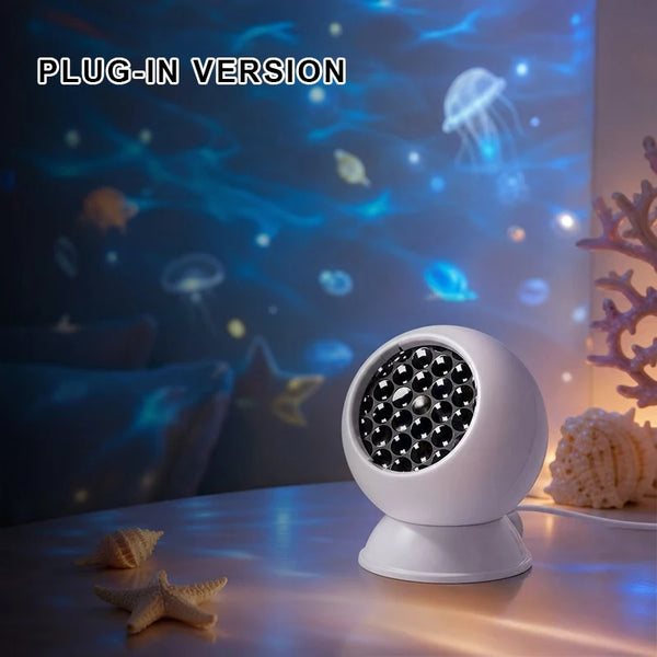 360° Dynamic Rotating Projector Light LED Ocean Ripple Starry Sky Projector Light USB Atmosphere Night Light for Room Decoration