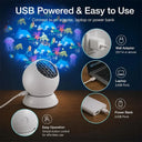 360° Dynamic Rotating Projector Light LED Ocean Ripple Starry Sky Projector Light USB Atmosphere Night Light for Room Decoration