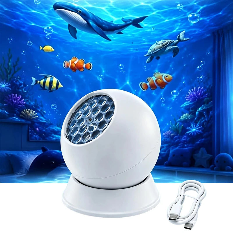 360° Dynamic Rotating Projector Light LED Ocean Ripple Starry Sky Projector Light USB Atmosphere Night Light for Room Decoration