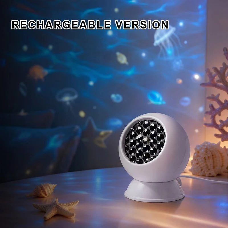 360° Dynamic Rotating Projector Light LED Ocean Ripple Starry Sky Projector Light USB Atmosphere Night Light for Room Decoration