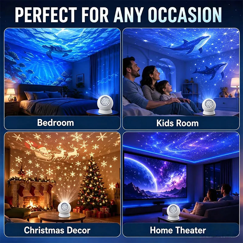 360° Dynamic Rotating Projector Light LED Ocean Ripple Starry Sky Projector Light USB Atmosphere Night Light for Room Decoration
