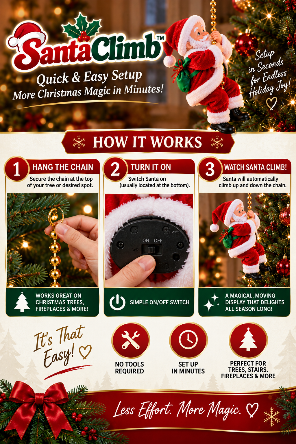 Santa Climb™ | Animated Climbing Santa Christmas Decoration