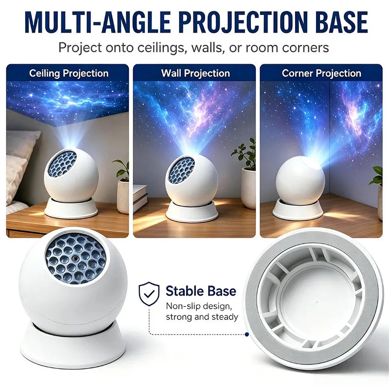 360° Dynamic Rotating Projector Light LED Ocean Ripple Starry Sky Projector Light USB Atmosphere Night Light for Room Decoration